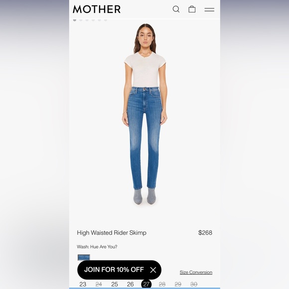 NWT MOTHER DENIM HIGHWAISTED RIDER SKIMP - Picture 2 of 6